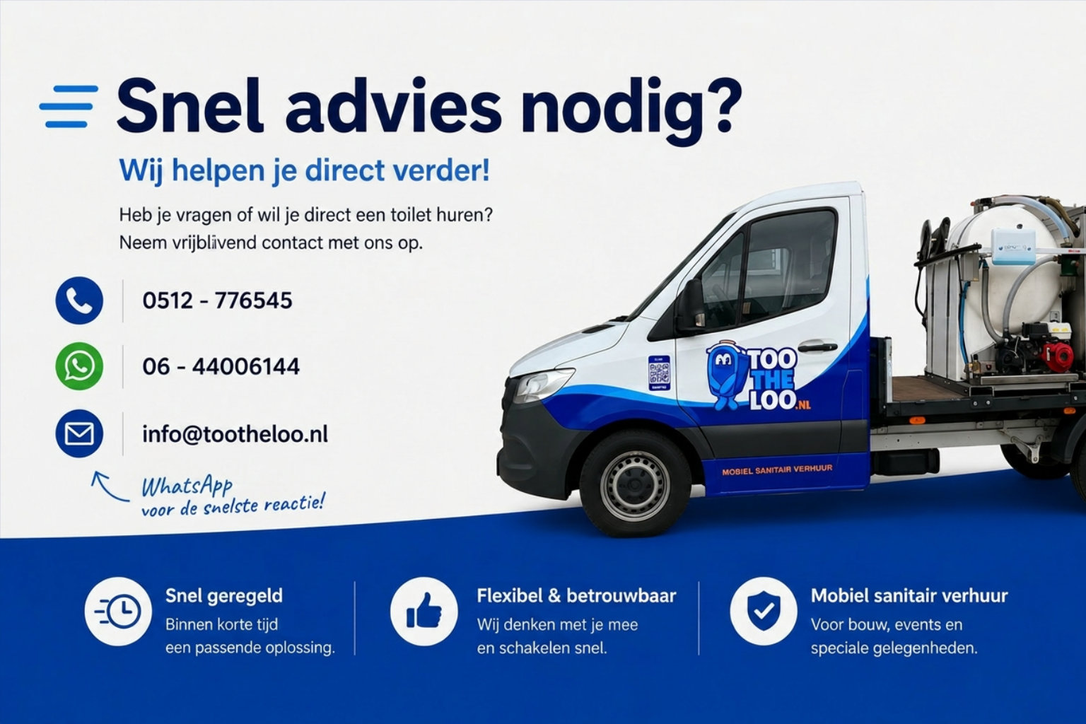Snel advies nodig? Bel 0512-776545, WhatsApp 06-44006144 of mail info@tootheloo.nl